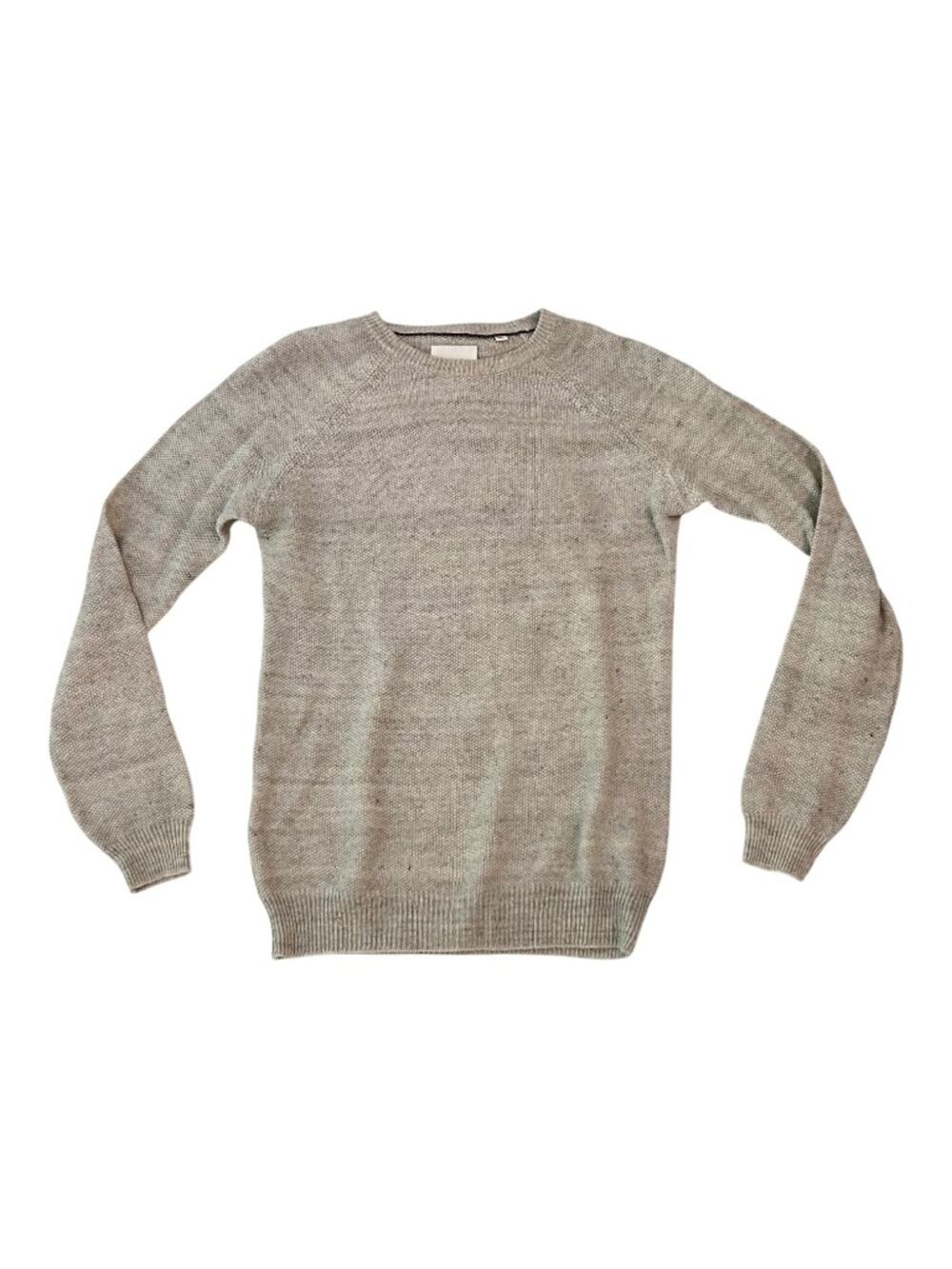 Billy Reid Mens Linen Merino Wool Sweater Made in Italy Beige Crewneck Small